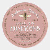 Aus Liebe rosa Ernte Datum Honigwabensiegel Runder Aufkleber (Vorderseite)