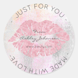 Aus Liebe rosa grungy graue Makeup Lips Kiss Runder Aufkleber