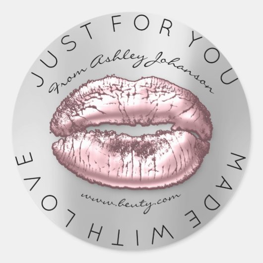 Aus Liebe Rosa Kiss Gray Makeup Lippen Runder Aufkleber (Vorderseite)