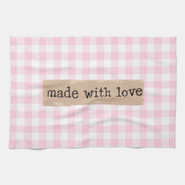 Aus Liebe-Rosa und Weiß-Karos Geschirrtuch