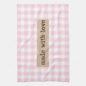 Aus Liebe-Rosa und Weiß-Karos Geschirrtuch (Vertikal)