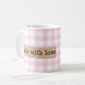 Aus Liebe-Rosa und Weiß-Karos Kaffeetasse (Vorderseite Links)