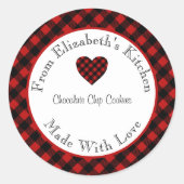 Aus Liebe Rot Buffalo Kariertes Essen Geschenk Runder Aufkleber (Vorderseite)