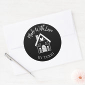 Aus Liebe, Schwarz und Weiß Runder Aufkleber (Umschlag)