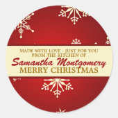 Aus Liebe Snowflake (rot) Runder Aufkleber (Vorderseite)