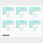 Aus Liebe Tropical Green & Gold Wavy Border Quadratischer Aufkleber (Blatt)