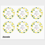 Aus Liebe Yellow Lemons Wasserfarbmuster Runder Aufkleber (Blatt)