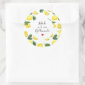 Aus Liebe Yellow Lemons Wasserfarbmuster Runder Aufkleber (Tasche)