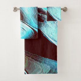 aus mattem Metall, braun bis zyangraditiv Badhandtuch Set