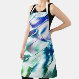 Aus mattem Metall geschnitzte, grüne bis blaue lil Schürze