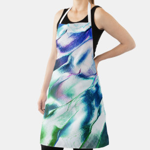 Aus mattem Metall geschnitzte, grüne bis blaue lil Schürze