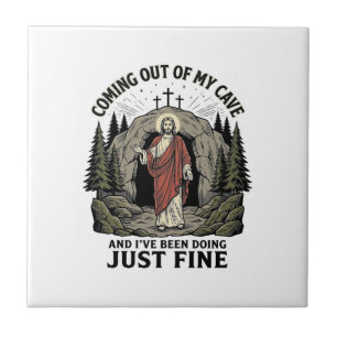 Aus meiner Höhle kommend Vintage Religiös Lustiges Fliese