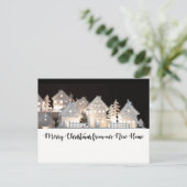 Aus neuen Zuhause-beleuchteten Weihnachtshäusern Postkarte (Stehend Vorderseite)