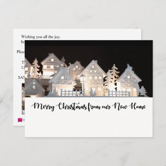 Aus neuen Zuhause-beleuchteten Weihnachtshäusern Postkarte (Vorne/Hinten)
