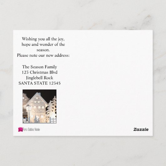 Aus neuen Zuhause-beleuchteten Weihnachtshäusern Postkarte (Rückseite)