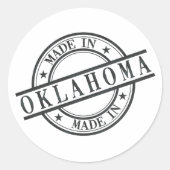 Aus Oklahoma Briefmarke Logo Symbol Schwarz Runder Aufkleber (Vorderseite)