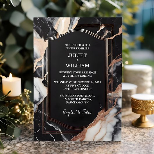 Aus reiner Naturarbeit gestapelte Steinmarmorhochz Einladung