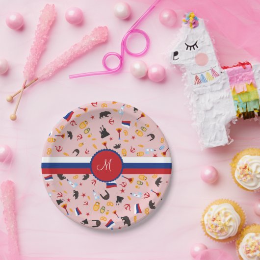 Aus Russland mit Liebe - Russische Monogramm Pappteller (Party)