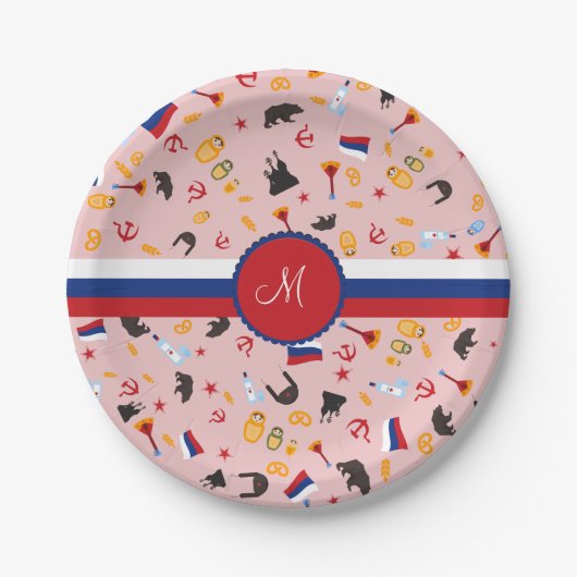 Aus Russland mit Liebe - Russische Monogramm Pappteller (Vorderseite)