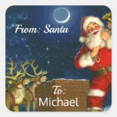 Aus SANTA CLAUS Geschenkwrap CUSTOM Kid's NAME Quadratischer Aufkleber (Vorderseite)