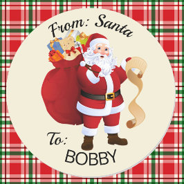Aus SANTA Geschenkwrap CUSTOM Kinder NAME Aufklebe Runder Aufkleber