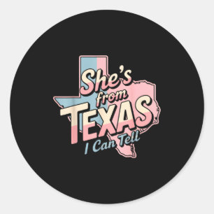 Aus Texas, kann ich sagen Retro Vintage Texas Mädc Runder Aufkleber