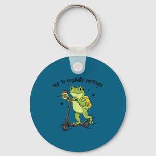 Aus, um die Emotionen lustiger Frosch auf Scooter Schlüsselanhänger