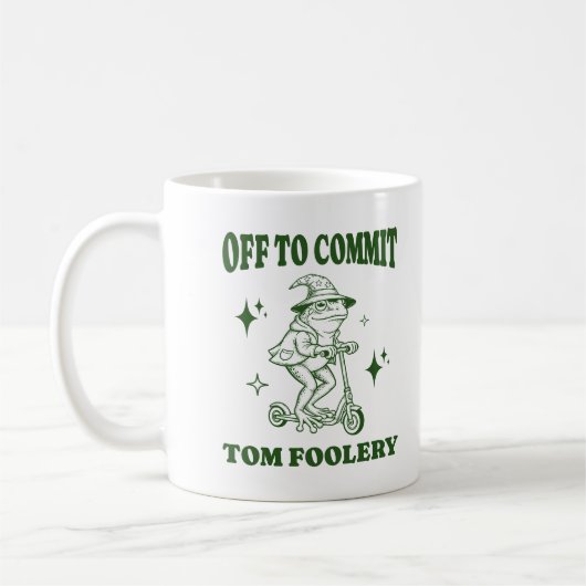 Aus, um Tom Foolery Wizard Frog Funny Meme zu verp Kaffeetasse (Links)