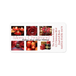 Aus unserer neuen Zuhause Winter Collage Adressaufkleber