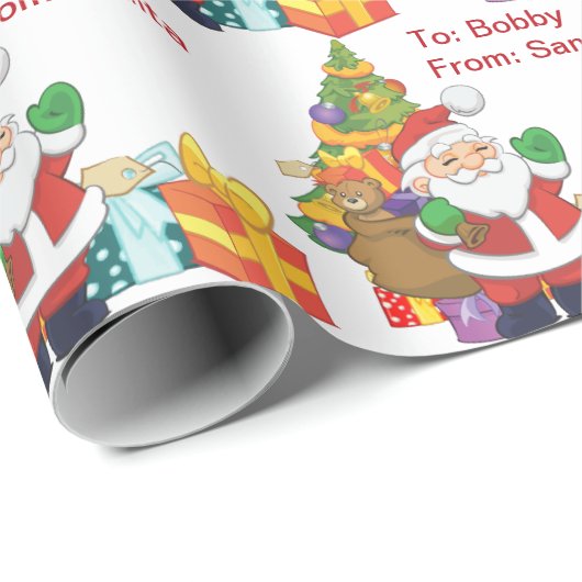 Aus Weihnachtsbaumgeschenken des Kindes mit Namen Geschenkpapier (Rolleneckpunkt)