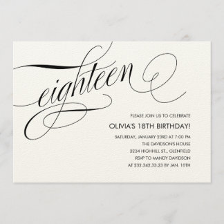 Aus Weiß Zeitgenössische Einladungen zum 18. Gebur