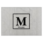 Aus weißem Marmor mit Silver Veins Monogramm Schneidebrett (Vorderseite)
