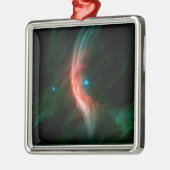 Aus Zeta Ophiuchi fließen Stellarwinde. Ornament Aus Metall (Links)
