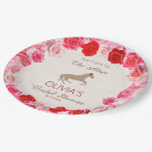 Aus zum Altar-Rote Rosen-Brautparty Pappteller (Schrägansicht)