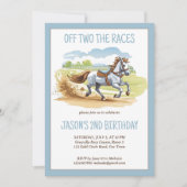 Aus zwei Rennen Pferderennpony Geburtstag Einladung (Vorderseite)