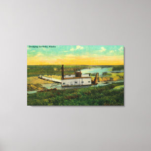 Ausbaggern für Goldförderung in AlaskaState Leinwanddruck