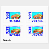 Ausbauchender Koffer voll Gepäck: "Gute Reise! " Rechteckiger Aufkleber (Blatt)