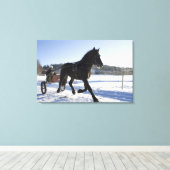 Ausbildung von Pferden in einer winterlichen Lands Leinwanddruck (Insitu (Holzboden))