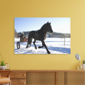 Ausbildung von Pferden in einer winterlichen Lands Leinwanddruck (Insitu (Wohnzimmer))