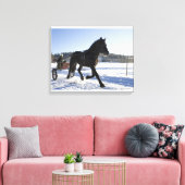 Ausbildung von Pferden in einer winterlichen Lands Leinwanddruck (Insitu (Wohnzimmer))