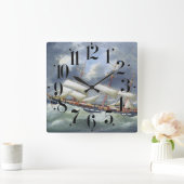 Ausbildungsschiff Atalanta 1885 Quadratische Wanduhr (Zuhause)