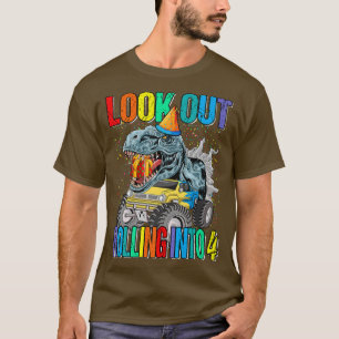 Ausblick auf die Einfahrt in 4 Monster Truck Dinos T-Shirt