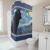 Ausblick-Miezekatze: Sternenklare Nacht Duschvorhang (Beispiel)