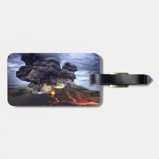 Ausbrechen des Vulkans auf Berg Gepäckanhänger (Rückseite horizontal)