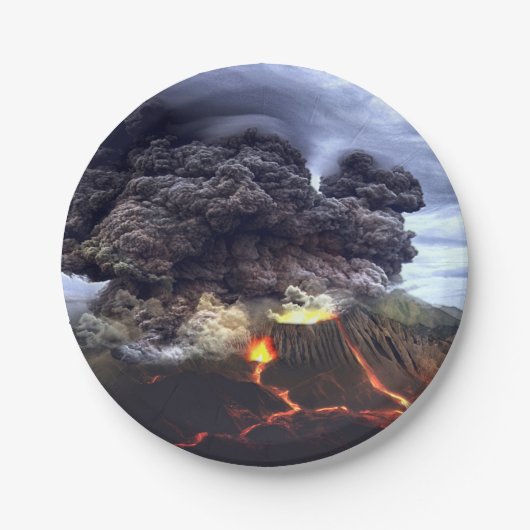Ausbrechen des Vulkans auf Berg Pappteller (Vorderseite)