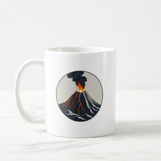 Ausbrechen des Vulkans Moderne Kunst Illustration Kaffeetasse