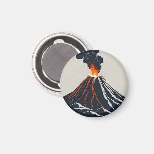 Ausbrechen des Vulkans Moderne Kunst Illustration Magnet (Vorderseite/Rückseite)