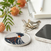 Ausbrechen des Vulkans Moderne Kunst Illustration Schlüsselanhänger (Seite)