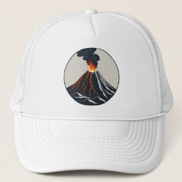 Ausbrechen des Vulkans Moderne Kunst Illustration Truckerkappe