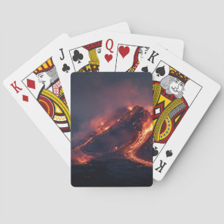 Ausbrechende Vulkan-Lava-Strömung Spielkarten